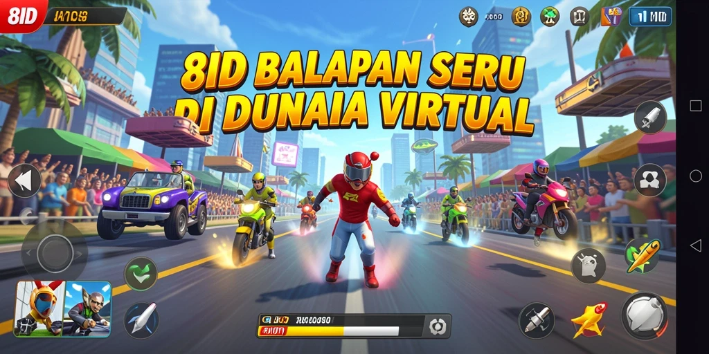 Tampilan gameplay balapan yang kompetitif dan mendebarkan di 8ID.
