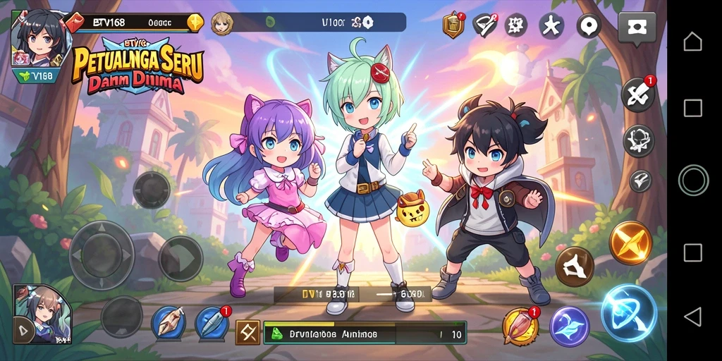 Tampilan gameplay yang mendebarkan dalam BTV168 dengan karakter anime ikonik.