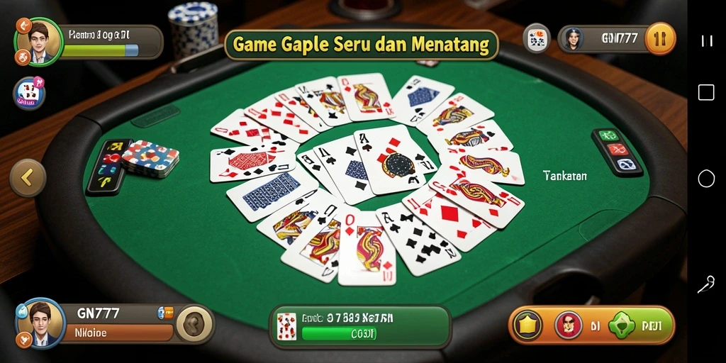 Tampilan gameplay seru dan interaktif dari game Gaple GN777.