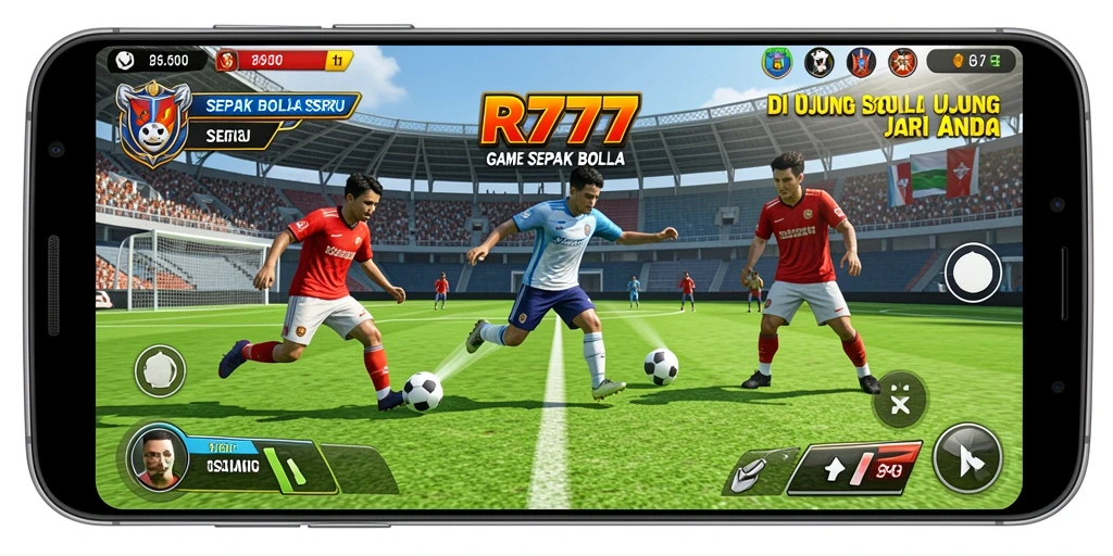 Tampilan gameplay seru di lapangan sepak bola RR777.