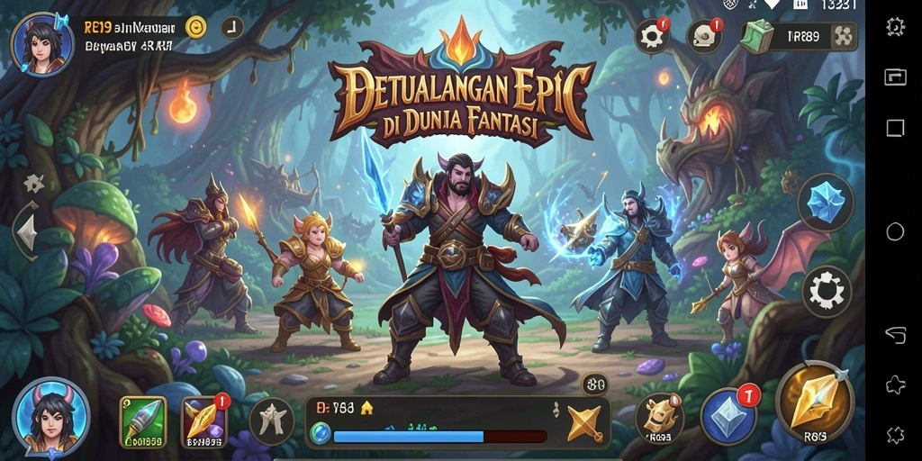 Screenshot menggambarkan aksi seru dalam petualangan RPG.