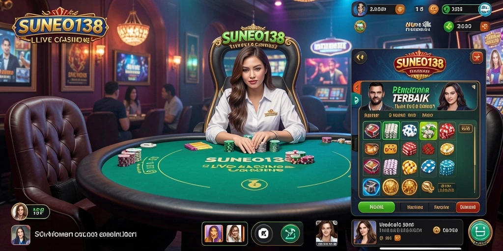 Gameplay SUNEO138 yang menampilkan dealer langsung dan permainan interaktif.
